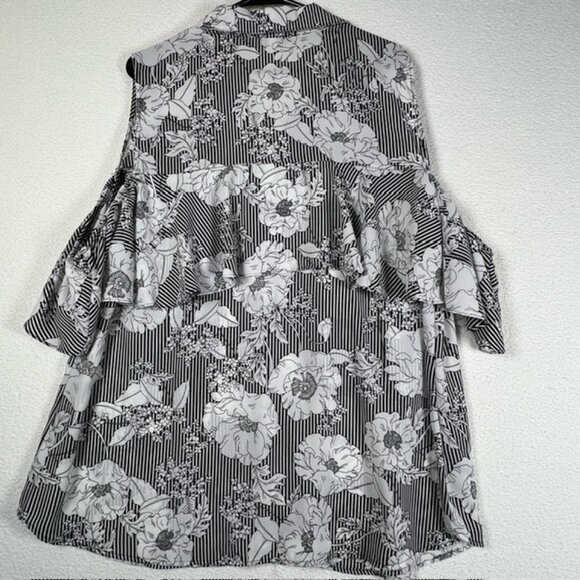 NY Collection Womens Cold-shoulder Tiered Ruffle Button-Down Tunic Plus Size 3X - Picture 4 of 7